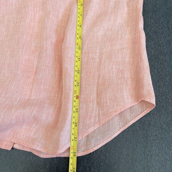Lauren Ralph Lauren Women's Orange 100% Linen Roll Tab LS Button Up Top, Size M - Picture 6 of 6